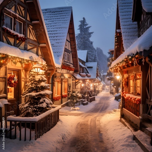 A view of the famous Christmas market in the old town of Zell am See, Austria.