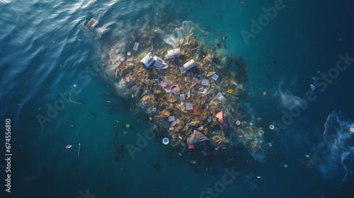 island of a garbage, aerial view