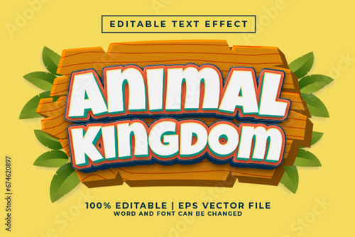 Animal Kingdom 3d Editable Text Effect Cartoon Style Premium Vector