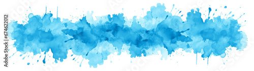 Abstract colorful blue color painting illustration - watercolor splashes, isolated on transparent background png.