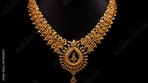 gold necklace on black generated by AI