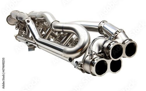 Components of the Exhaust System: Exhaust Pipes isolated on transparent background.
