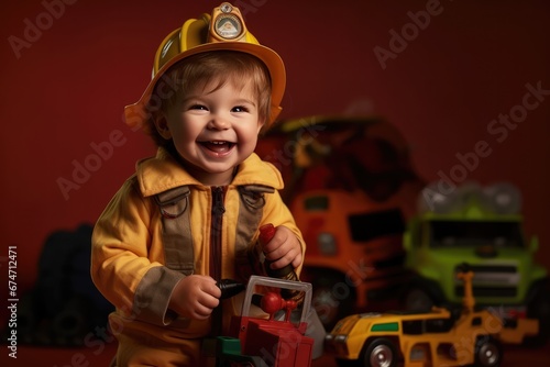 child in a firefighter costume