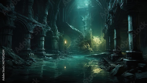 Podziemia antycznego pałacu zaleane wodą. 