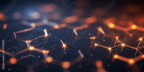 abstract technology concept background with hexagonal structure. high tech glowing hexagons
