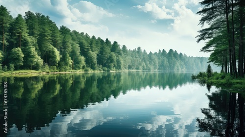 water beauty lake forest landscape illustration beautiful trees, outdoor tranquil, summer green water beauty lake forest landscape