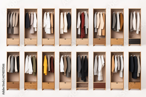 A closet isodepicted against a plain white backdrop at varied views.