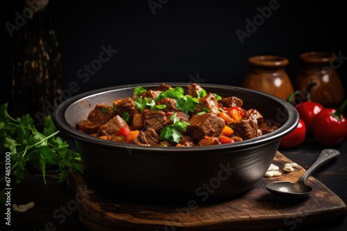 Traditional food photography - Bowl of beef goulash