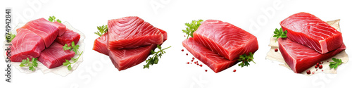 Tuna sashimi Raw tuna fish Hyperrealistic Highly Detailed Isolated On Transparent Background Png File