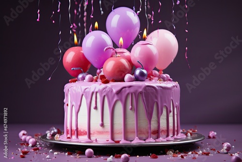 Tort urodzinowy z balonami. 