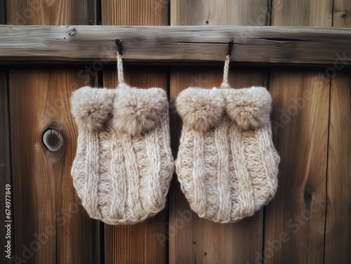 Neutral-Colored Mittens in a Cozy Setting