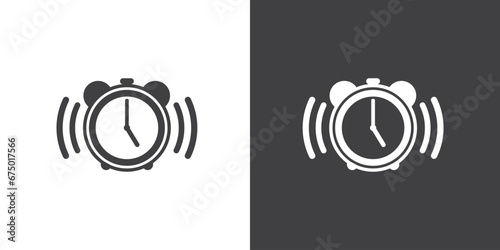 Alarm clock icon symbol sign, Time and clock Icon, timer flat vector icon. Icon of Alarm clock isolated on black and white background, Simple alarm clock ringing modern design.