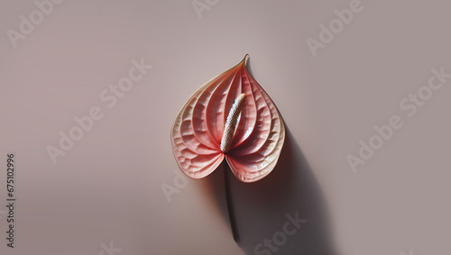 Beautiful anthurium flower on pink background