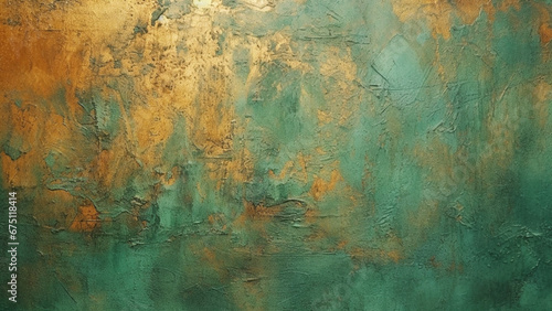 Emerald Green and Copper Foil Texture Abstract Design Inspiration
