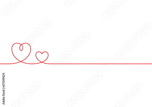 シンプルな手書きの赤いハートのライン 線画