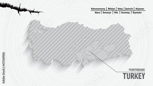 Turkey Earthquake concept on turkey map. Praying for Turkey.