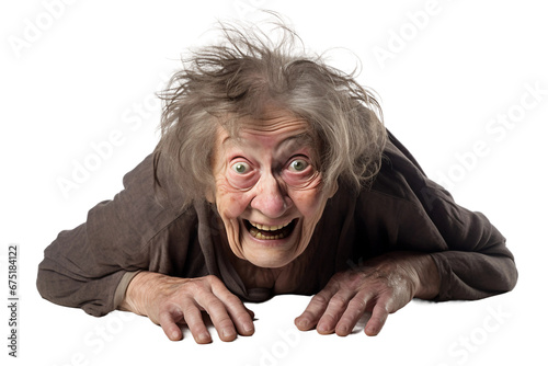 Confident Old Woman feeling trust Isolated on transparent background