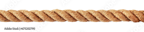 Straight rope isolated on transparent or white background. Close-up. PNG. Panorama.