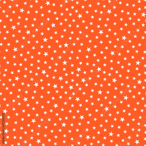 Orange seamless pattern with white tiny stars