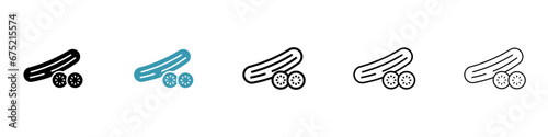 Cucumber vector icon set. Pickle slice symbol in black and white color.