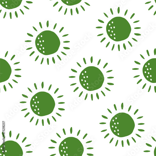 Seamless pattern with green sun