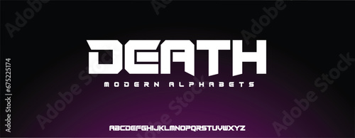 DEATH Abstract sport modern alphabet fonts. Typography technology electronic sport digital game music future creative font. vector illustration