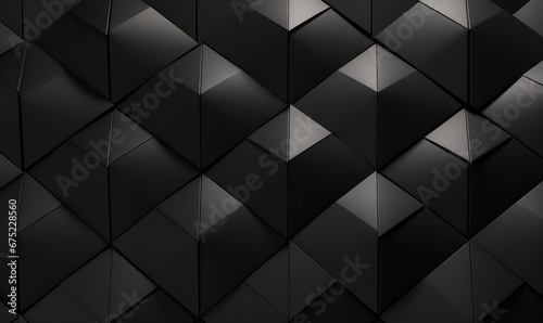 Abstract geometric seamless pattern in gray and black with golden decor. Hexagon tiles with relief materials. 3D render, Generative AI