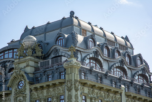 Art Nouveau. The building of the former hotel "Great Moscow" (1904) on the Deribasivska street in Odesa, Ukraine.