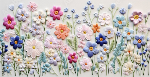 embroidery flowers in the style of sewing