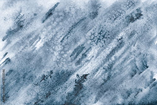 Monochrome dynamic watercolor background with stains, scuffs and cracks. illustration.