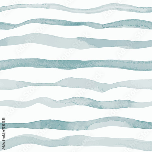 Stylish pattern with blue watercolor stripes