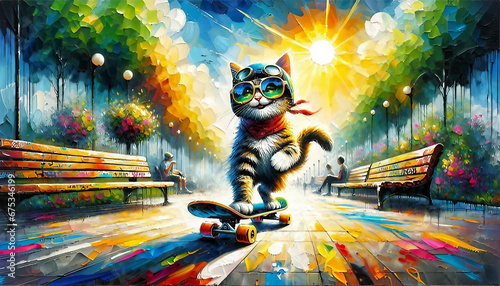 cat with skateboard