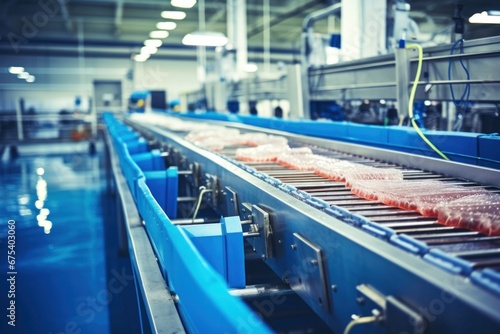 Instant seafood production industry Conveyor belt at food factory