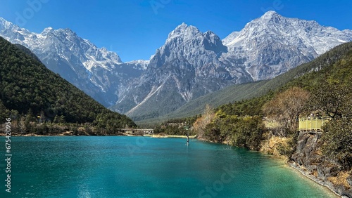 A beautiful lake near Yulong snow mountain, Lijiang, Yunnan, China