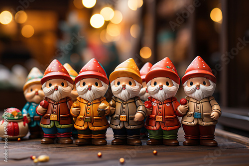 santa claus wooden figurines in christmas market