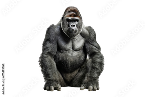 Gorilla isolated on transparent background. Concept of animals.