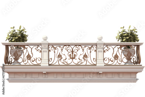 balcony with flowers isolated on transparent background, png file