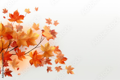 An autumn-themed transparent background features a horizontal border of golden, red, and orange leaves, isolated against a transparent backdrop, providing versatile applications. Generative Ai.