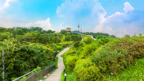Namsan Park, Seoul, South Korea. A beautiful public natural landmark near N-Seoul Tower