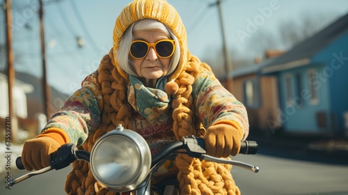 バイクに乗るお祖母ちゃん