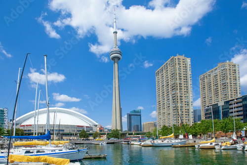  Toronto Harbourfront marina with CN Tower and Rogers Centre