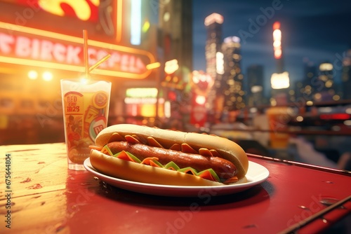 Hot Dogs Image for Menu and Restaurant Advertising, Delicious Hot Dogs Sandwich with Sausage and Mustard