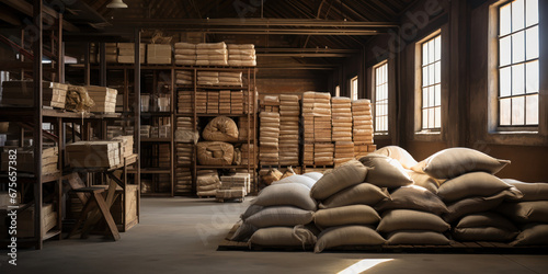 The warehouse is a temporary stop for the bulk bags, their contents a mystery wrapped in woven fabric