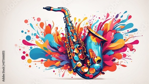 illustration of a colorful saxophone