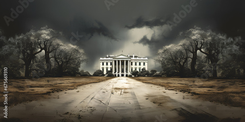 White House In night with clouds,White House, Night View, Washington DC, United States, Night Sky, Clouds, Illuminated, Presidential Residence,