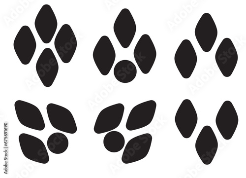 set of animal paw icons, icon set