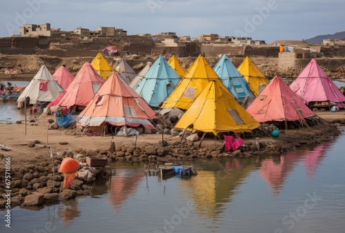 Refugee camps only consist of tents, people live in very poor conditions, lacking clean water
