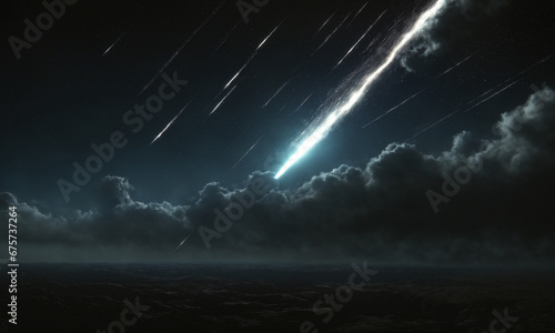Kosmiczna kolizja meteorytu. Deszcz meteorytów. Kosmiczna eksplozja. 