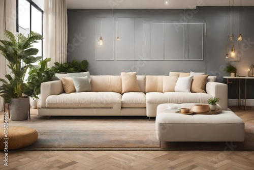 Write a letter to a friend, describing the comfort and serenity of the beige sofa near the arched window