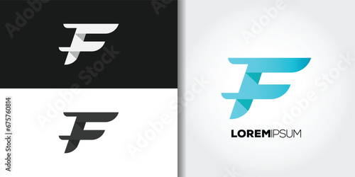 speed letter f logo set